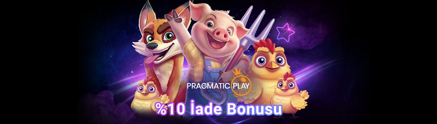 Seçili Oyunlardan Haftalık İade %10 iade bonusu pragmatic play banner